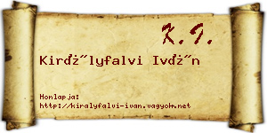 Királyfalvi Iván névjegykártya